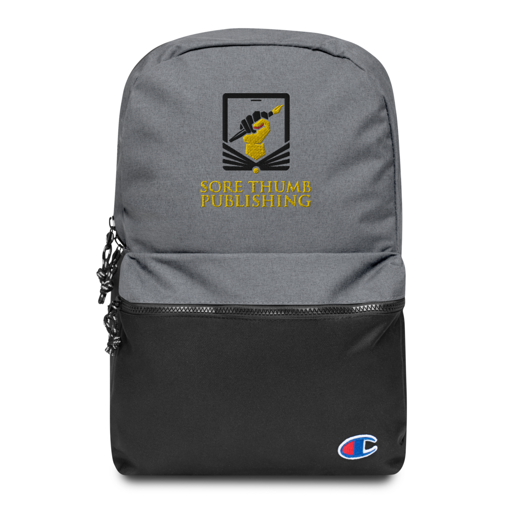 Sore Thumb Publishing & Champion Brand (Cobranded) Embroidered Sports Backpack (Gold Text)