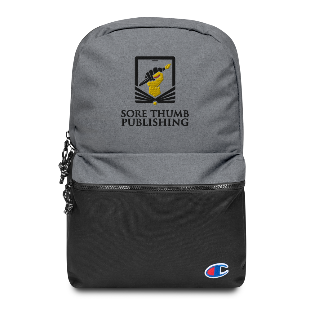 Sore Thumb Publishing & Champion Brand (Cobranded) Embroidered Backpack (Black Text)