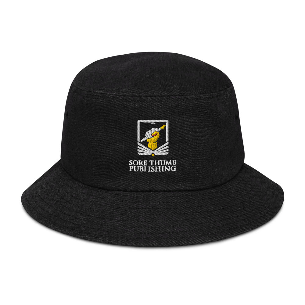 Sore Thumb Publishing Flat Embroidered Authentic Denim Bucket Hat